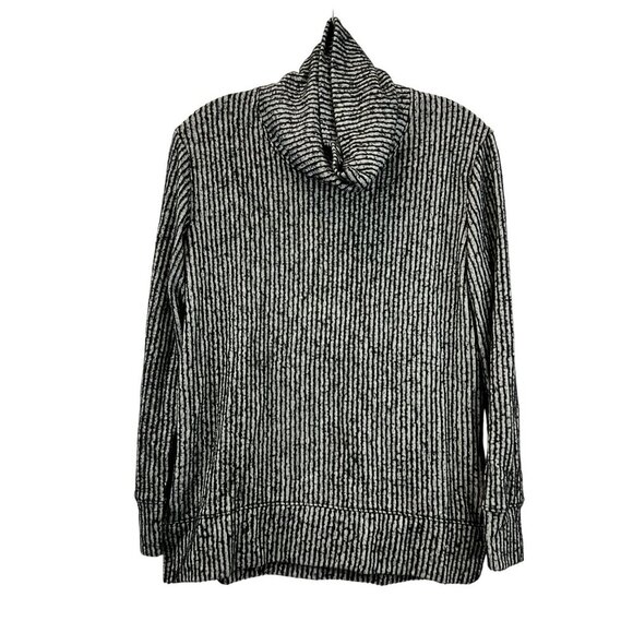 Nally & Millie Sweaters - Nally & Millie Womens Cowl Neck Sweater Black/Gray Striped Size Medium